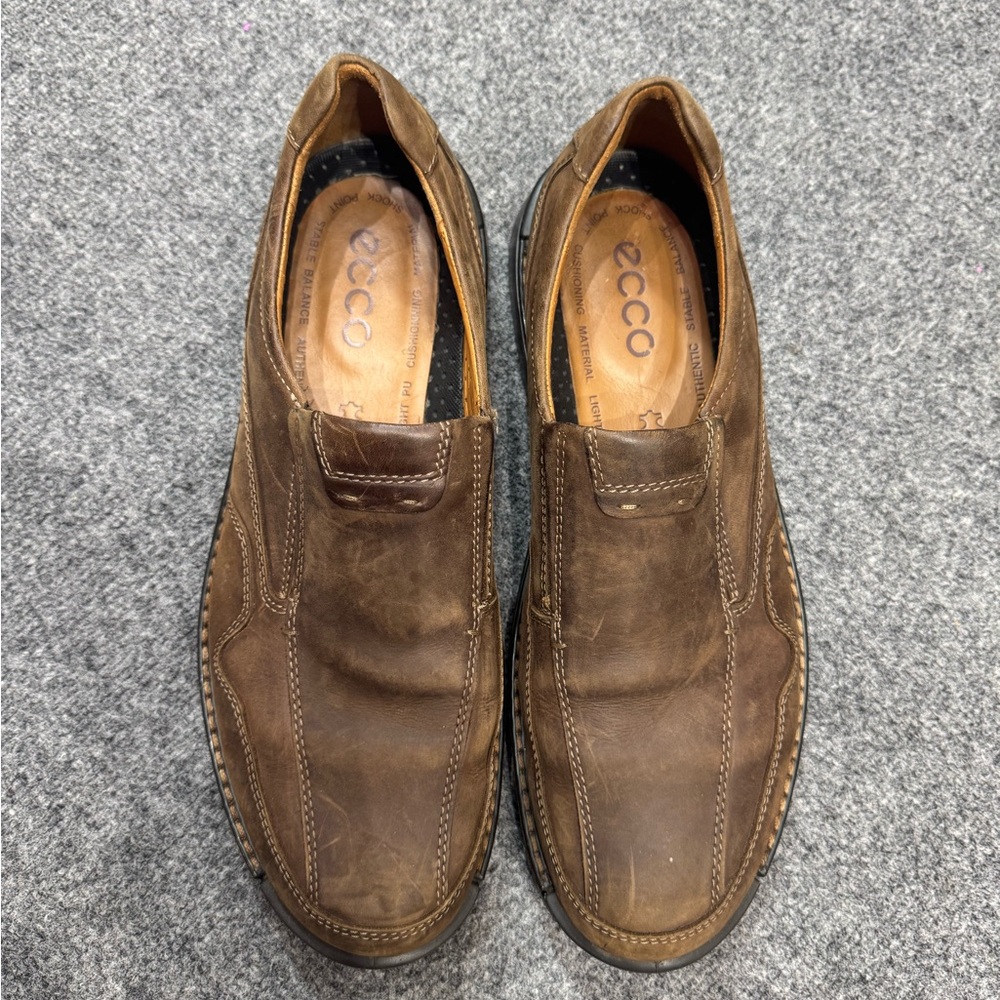 ECCO Men's Dark Brown Leather Loafers Brown size 13